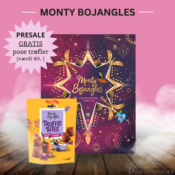 PRESALE Julekalender med chokoladetrøfler, Monty Bojangles + GRATIS chokoladetrøfler