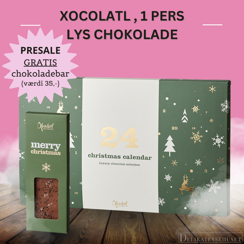 Julekalender tilbud fra xocolatl med lys chokolade