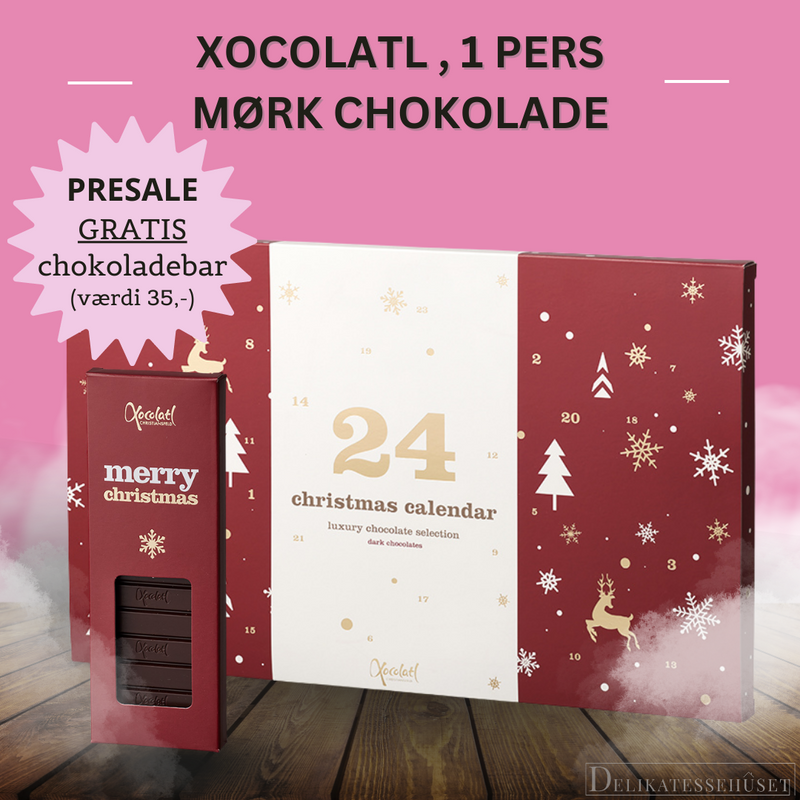 Julekalender med mørk chokolade fra xocolatl