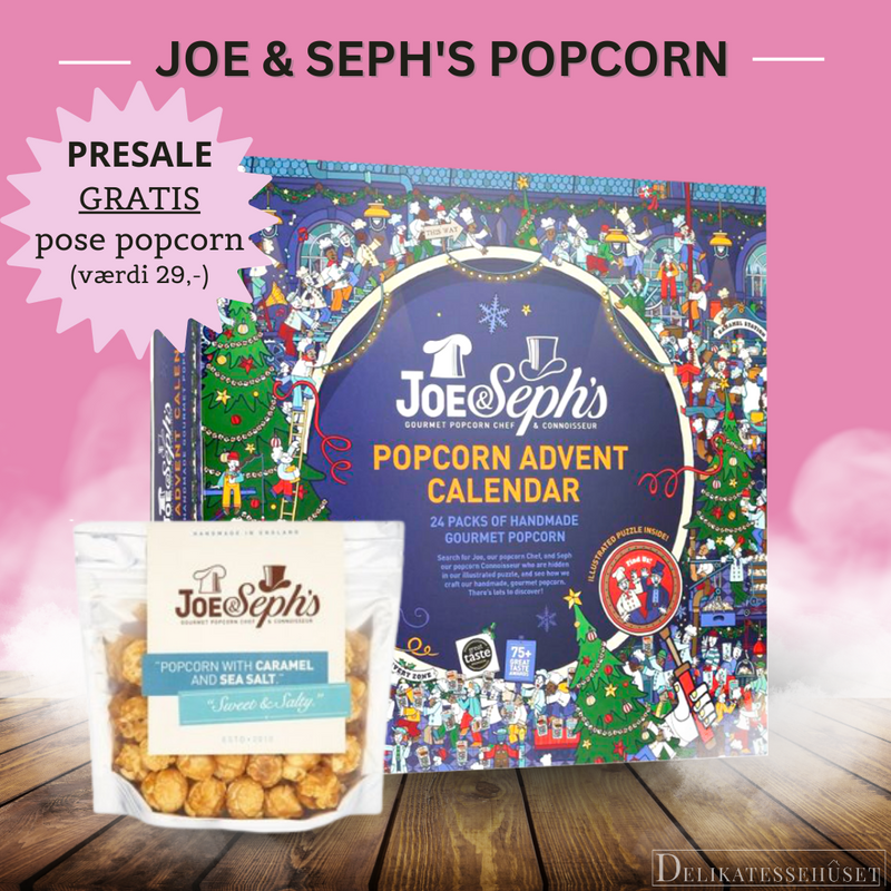 Tilbud på julekalenderen fra Joe & Seph's med karamelliserede popcorn
