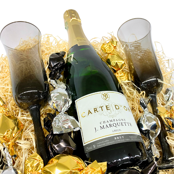 Gavekurv - Eksklusiv kurv med champagne og champagneglas