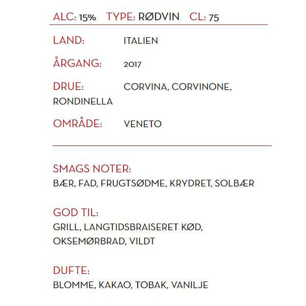 Amarone vin. Bestil online tilbud