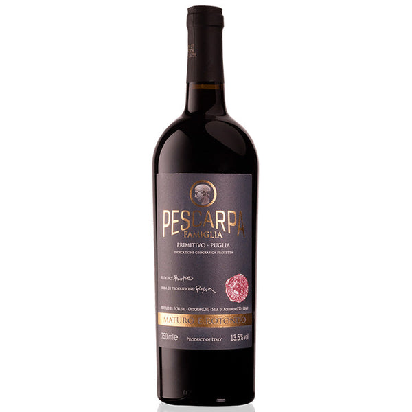 Rødvin fra Puglien i Italien. Primitivo Pescarpa.