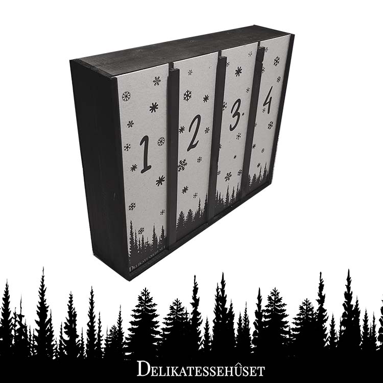 Adventskalender Summerbird, lakrids by Bülow, Bagsværd Lakrids, Karamelleriet, Wally & Whiz, Simply Chocolate. Køb flot adventskalender i eksklusiv trækasse.