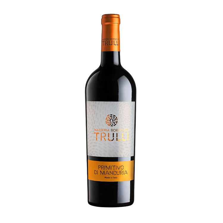 Italiensk pirmitivo rødvin. Rødvin, Masserie Borgo dei Trulli - Primitivo di Manduria DOP