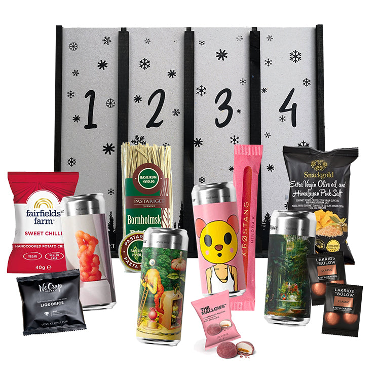 Nyhed - lækker adventskalender til unge mennesker med vin og lækre delikatesser