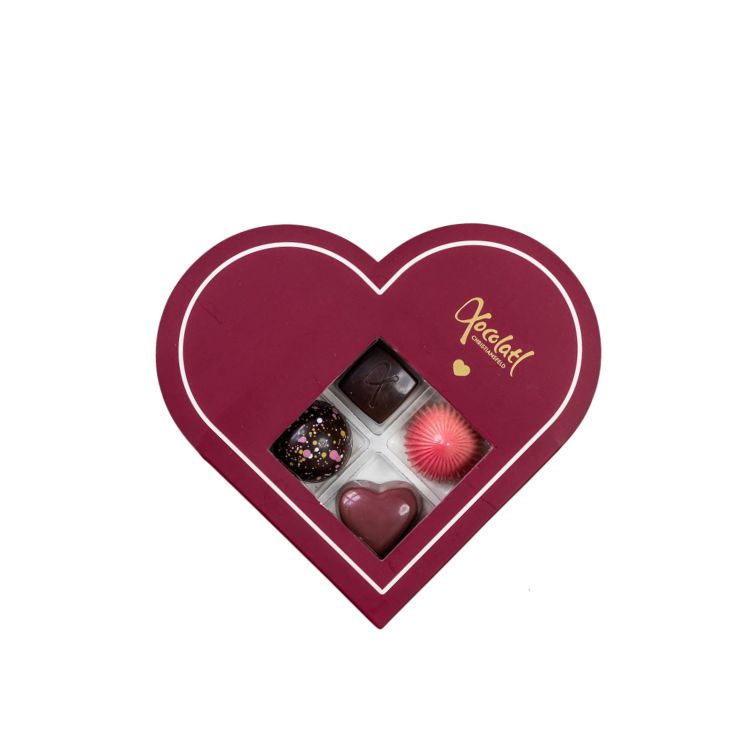 Hjerte gaveæske med 4 chokolader - Xocolatl