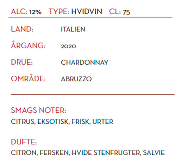 Italiensk hvidvin, Val di Fara Chardonnay, spinelli